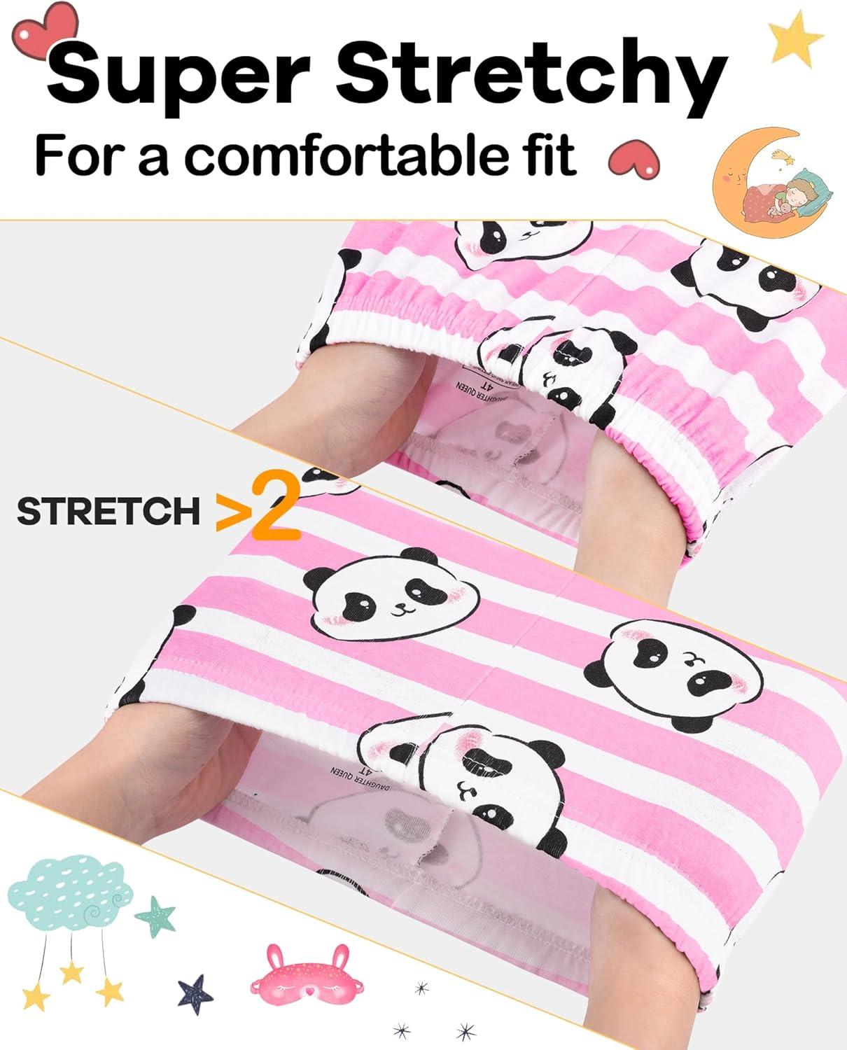imageDAUGHTER QUEEN Girls Summer Pajamas Set 4 Pieces 100 Cotton Sleepwear Size 18 Months12 Years4pcspinkYellowpandasga26