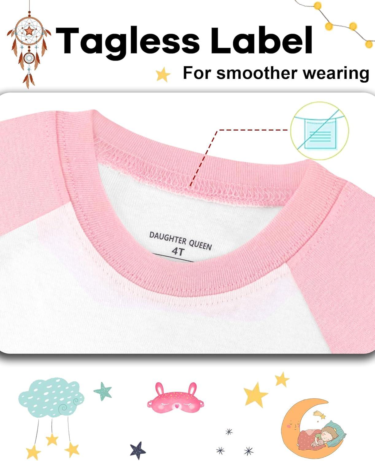 imageDAUGHTER QUEEN Girls Summer Pajamas Set 4 Pieces 100 Cotton Sleepwear Size 18 Months12 Years4pcspurplePinkmermaidsga26