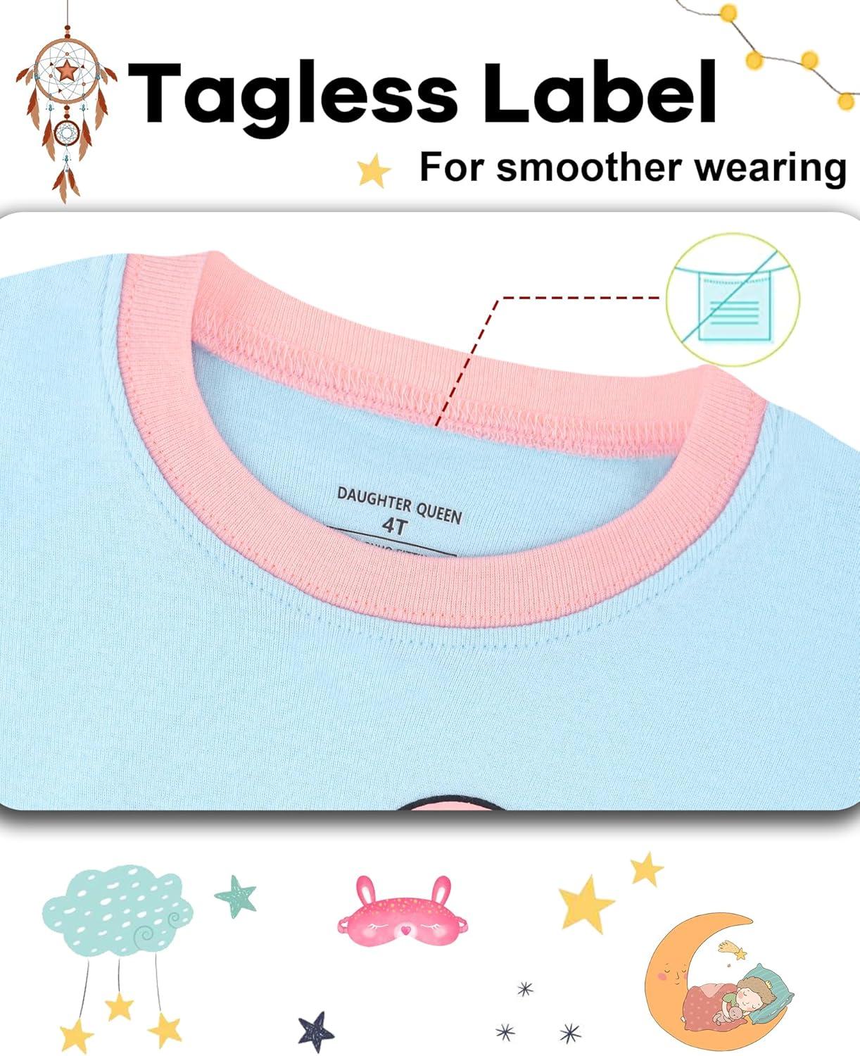 imageDAUGHTER QUEEN Girls Summer Pajamas Set 4 Pieces 100 Cotton Sleepwear Size 18 Months12 Years4pcsyellowBluekoalasga26