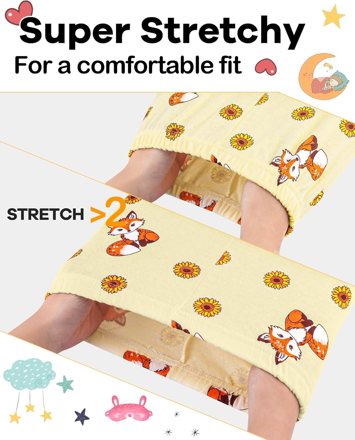 imageDAUGHTER QUEEN Girls Summer Pajamas Set 4 Pieces 100 Cotton Sleepwear Size 18 Months12 Years4pcsyellowfoxsga26