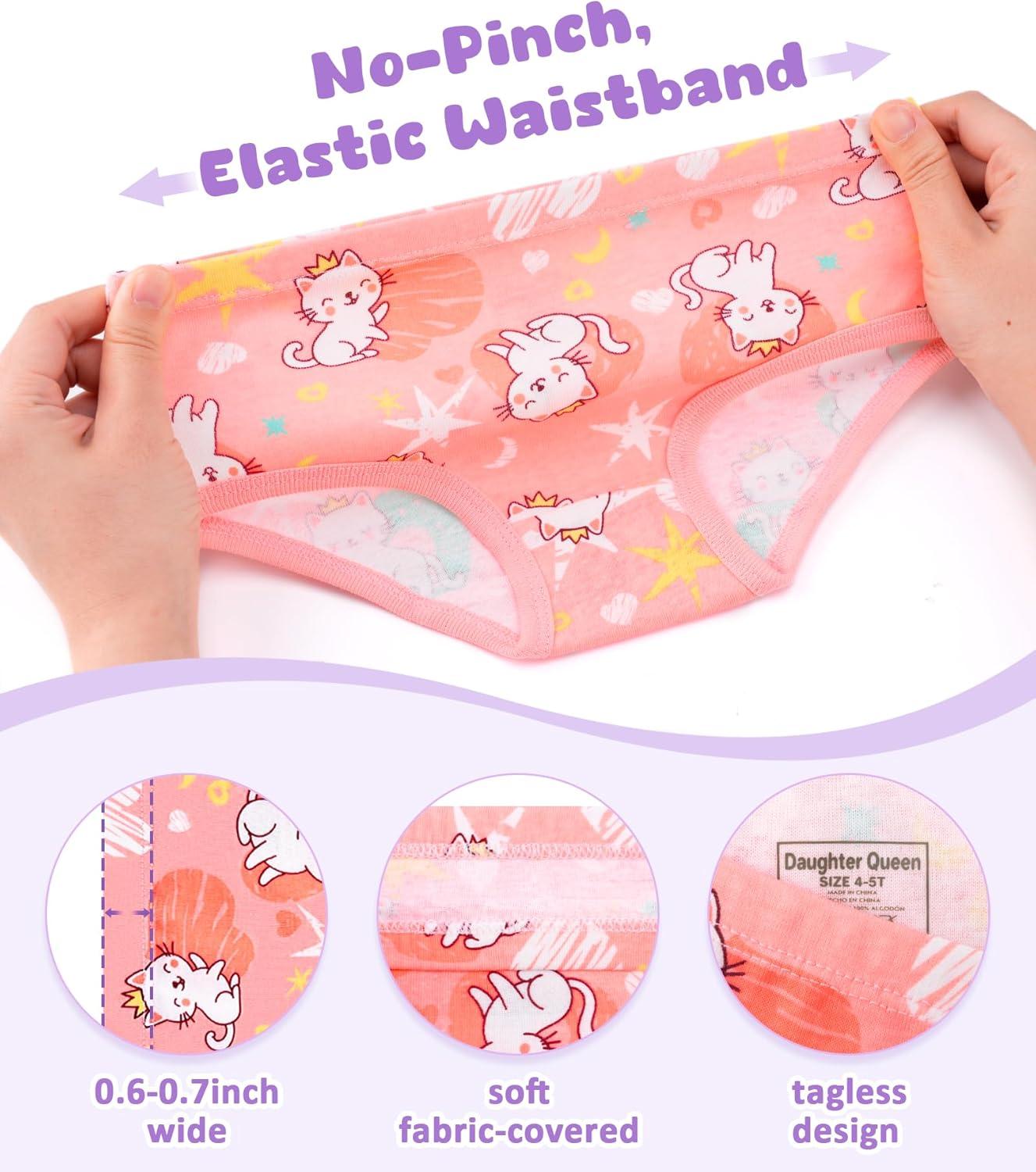 imageDAUGHTER QUEEN Girls and Toddlers 100 Cotton Underwear Tagless Soft Panties Size 23T45T5678 6PackCata26