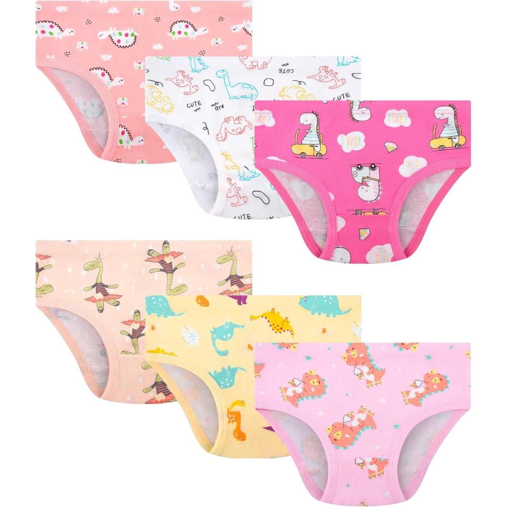 imageDAUGHTER QUEEN Girls and Toddlers 100 Cotton Underwear Tagless Soft Panties Size 23T45T5678 6PackDinosaura26