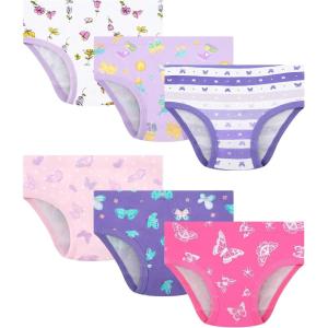 DAUGHTER QUEEN Girls and Toddlers 100% Cotton Underwear Tagless Soft Panties Size 2-3T,4-5T,5-6,7-8 (6-Pack)(Butterfly-a26)
