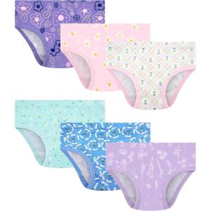 DAUGHTER QUEEN Girls and Toddlers 100% Cotton Underwear Tagless Soft Panties Size 2-3T,4-5T,5-6,7-8 (6-Pack)(Flower-a26)