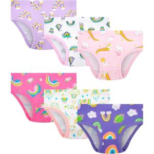 DAUGHTER QUEEN Girls and Toddlers 100% Cotton Underwear Tagless Soft Panties Size 2-3T,4-5T,5-6,7-8 (6-Pack)(Rainbow-a26)