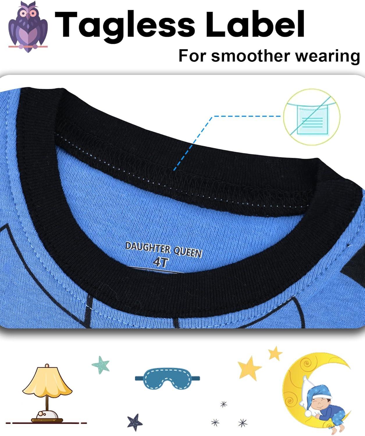 imageDAUGHTER QUEEN Boys Summer Pajamas Set 4 Pieces 100 Cotton Sleepwear Size 18 Months12 Years4pcsblueWhitepolicesba26