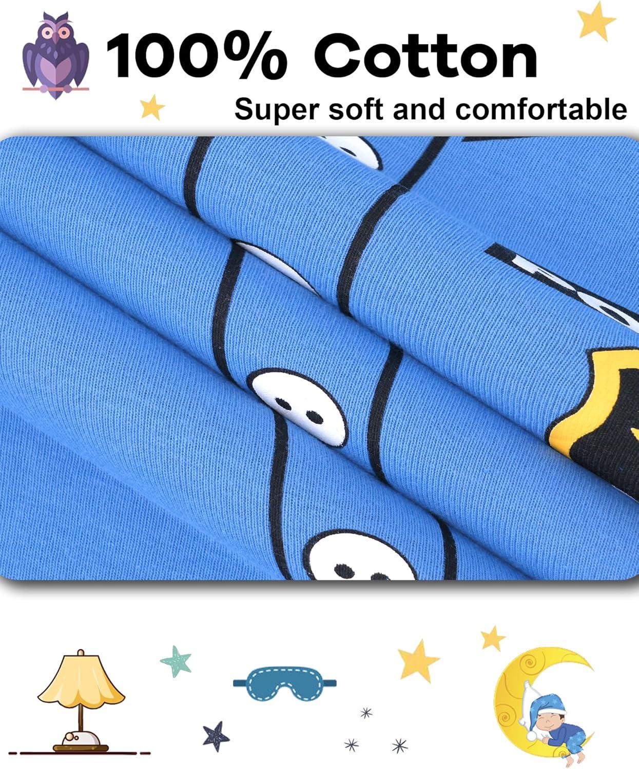 imageDAUGHTER QUEEN Boys Summer Pajamas Set 4 Pieces 100 Cotton Sleepwear Size 18 Months12 Years4pcsblueWhitepolicesba26