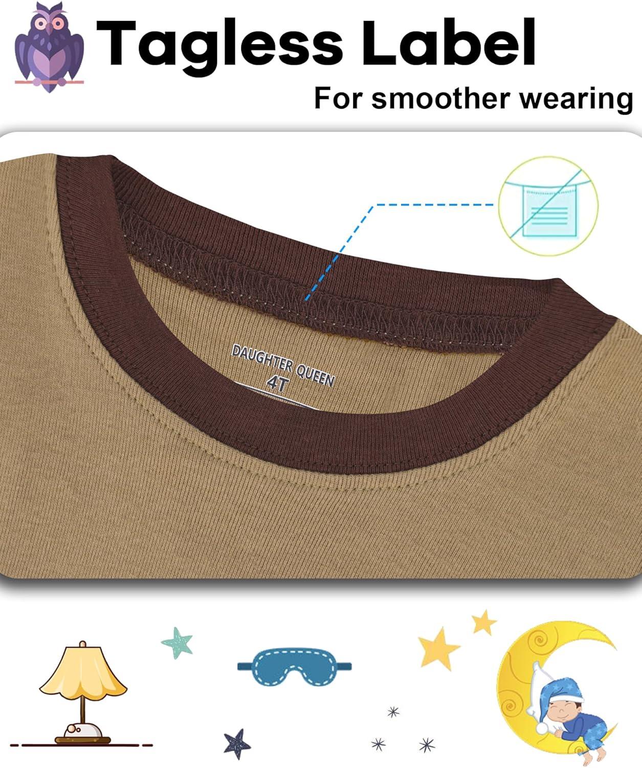 imageDAUGHTER QUEEN Boys Summer Pajamas Set 4 Pieces 100 Cotton Sleepwear Size 18 Months12 Years4pcsbrownBeigefootballsba26