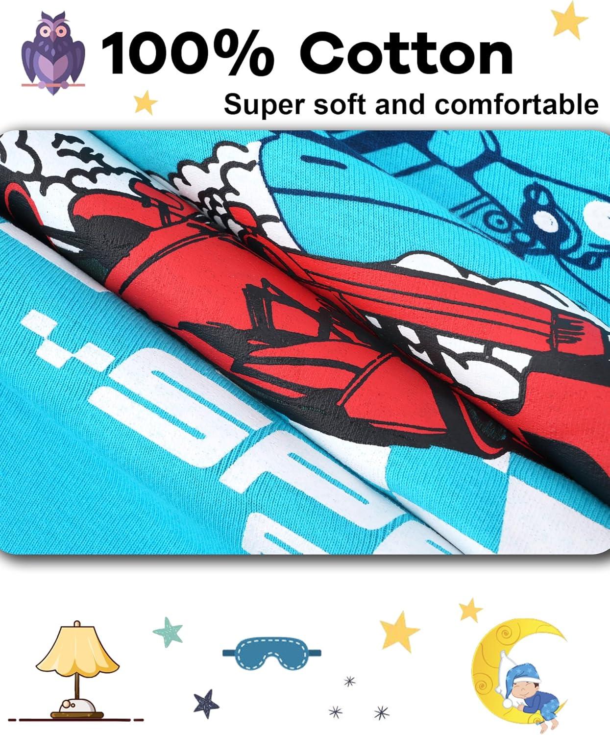imageDAUGHTER QUEEN Boys Summer Pajamas Set 4 Pieces 100 Cotton Sleepwear Size 18 Months12 Years4pcsgreyBluecarssba26