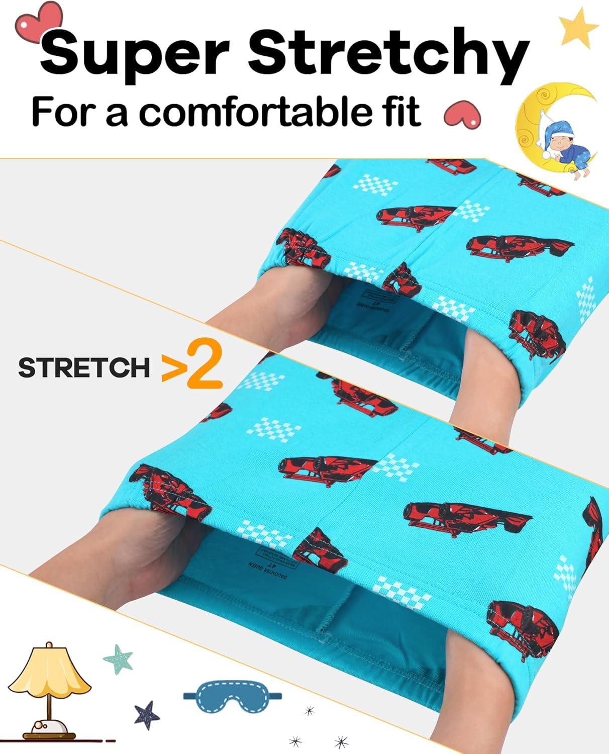 imageDAUGHTER QUEEN Boys Summer Pajamas Set 4 Pieces 100 Cotton Sleepwear Size 18 Months12 Years4pcsgreyBluecarssba26