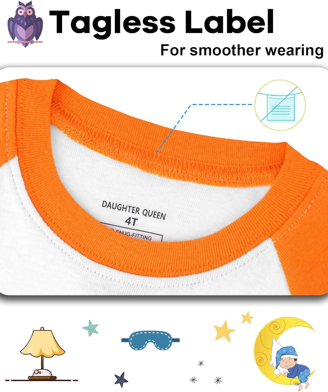 imageDAUGHTER QUEEN Boys Summer Pajamas Set 4 Pieces 100 Cotton Sleepwear Size 18 Months12 Years4pcsorangeBlackconstructionsba26