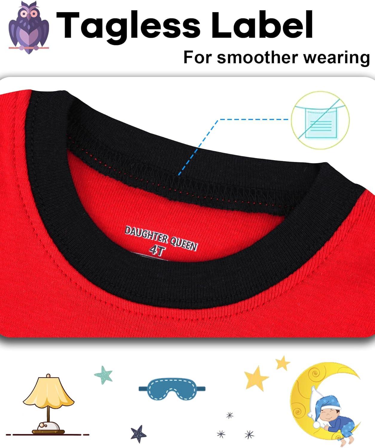 imageDAUGHTER QUEEN Boys Summer Pajamas Set 4 Pieces 100 Cotton Sleepwear Size 18 Months12 Years4pcsredBeigefire Trucksba26