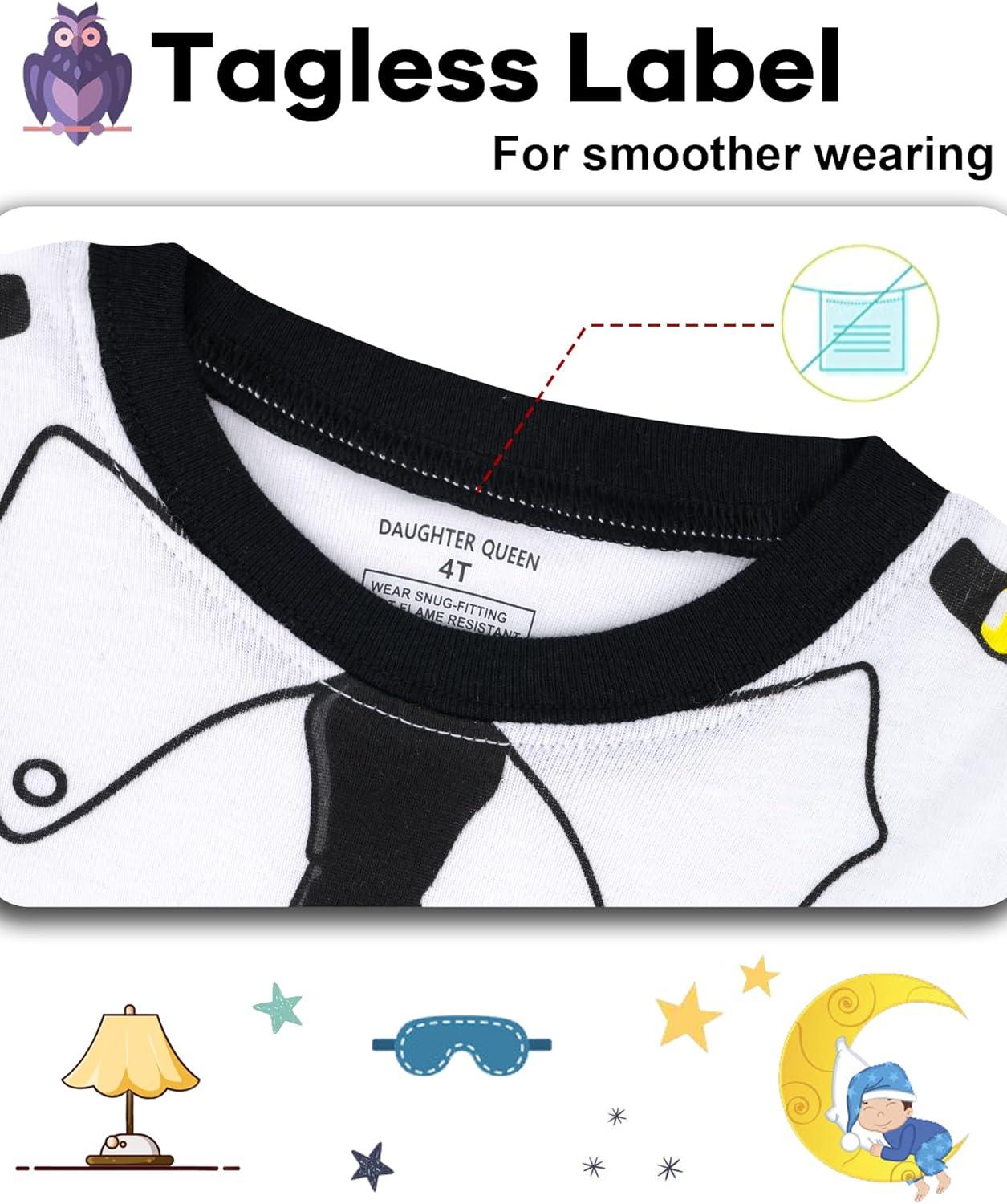 imageDAUGHTER QUEEN Boys Summer Pajamas Set 4 Pieces 100 Cotton Sleepwear Size 18 Months12 Years4pcswhiteBlueplanesba26