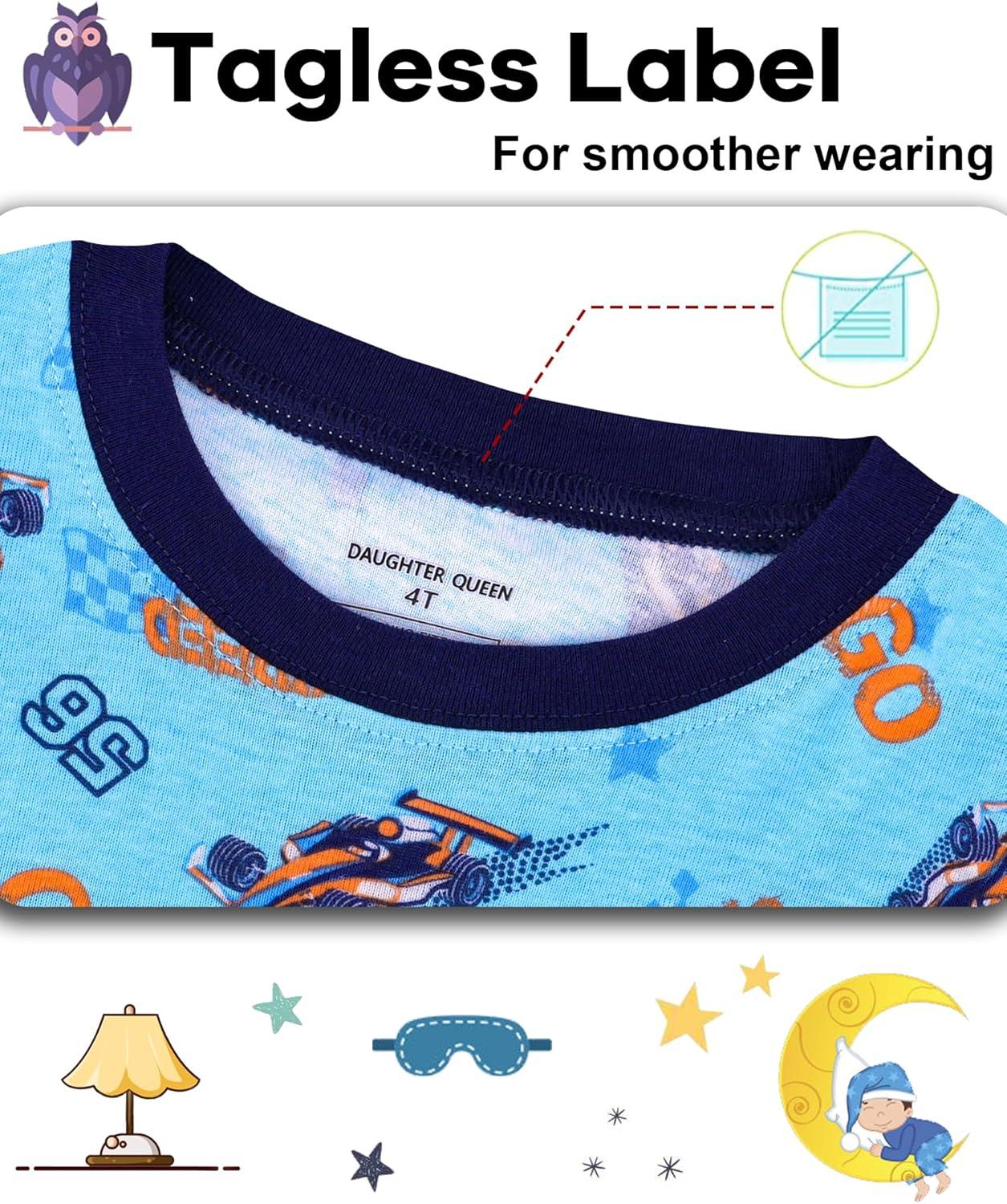 imageDAUGHTER QUEEN Boys Pajamas Size 6 Pjs for Boys 6t 100 Cotton Long Sleeve Pj Sets Toddler Kids Cozy Sleepwear Cars Jammies Night Clothes Small 6X 56 Years Old