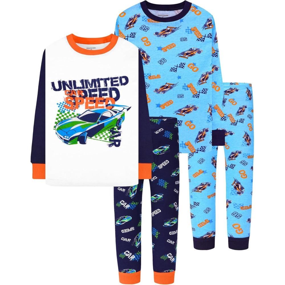 imageDAUGHTER QUEEN Boys Pajamas Size 6 Pjs for Boys 6t 100 Cotton Long Sleeve Pj Sets Toddler Kids Cozy Sleepwear Cars Jammies Night Clothes Small 6X 56 Years Old