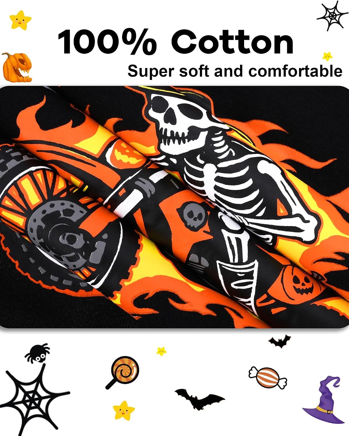 image:imageDAUGHTER QUEEN Boys amp Girls 100 Cotton Halloween amp Christmas PJS 18M12Y Soft Breathable Comfortable Tagless Snug Fit Festive Great for Gift Giving2pcsblackskeletonhba26