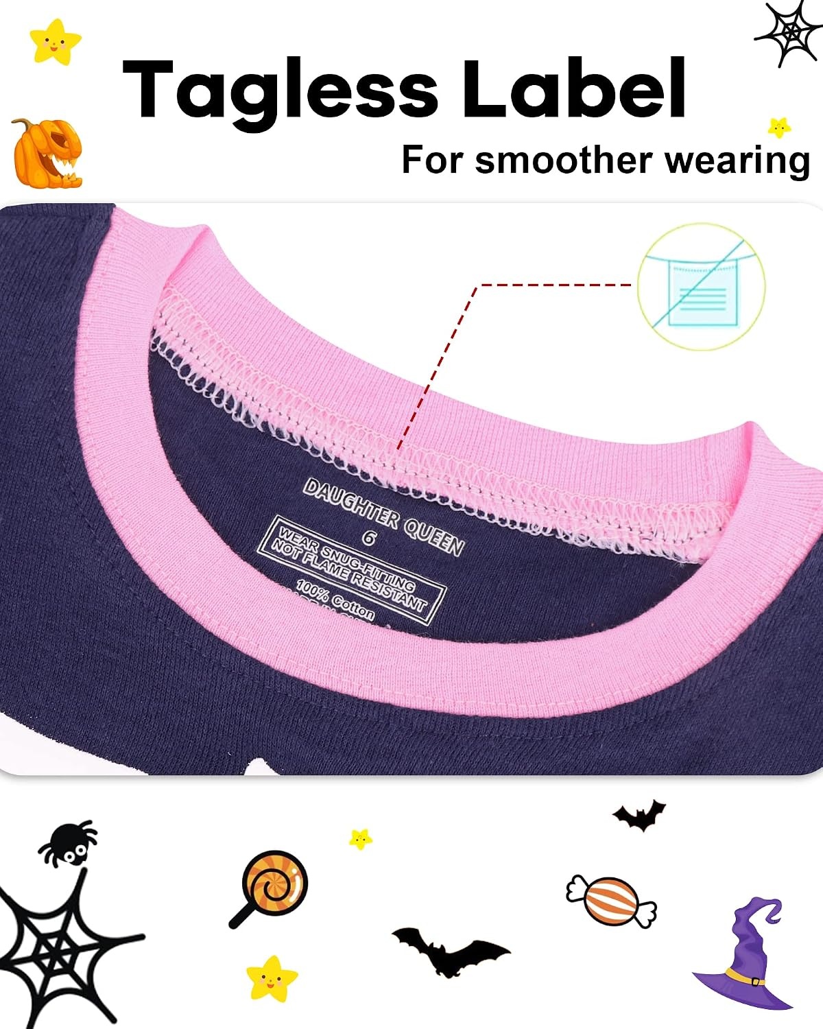 image:imageDAUGHTER QUEEN Boys amp Girls 100 Cotton Halloween amp Christmas PJS 18M12Y Soft Breathable Comfortable Tagless Snug Fit Festive Great for Gift GivingSkeletonNavy BluePinka22