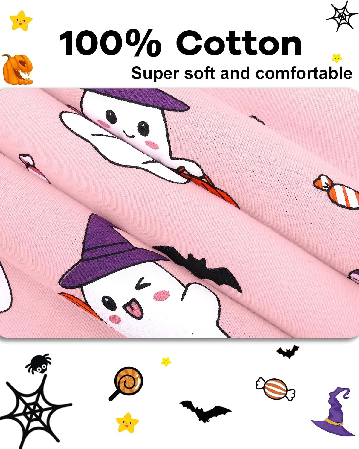 image:imageDAUGHTER QUEEN Boys amp Girls 100 Cotton Halloween amp Christmas PJS 18M12Y Soft Breathable Comfortable Tagless Snug Fit Festive Great for Gift Giving2pcspinkhalloweenhba26