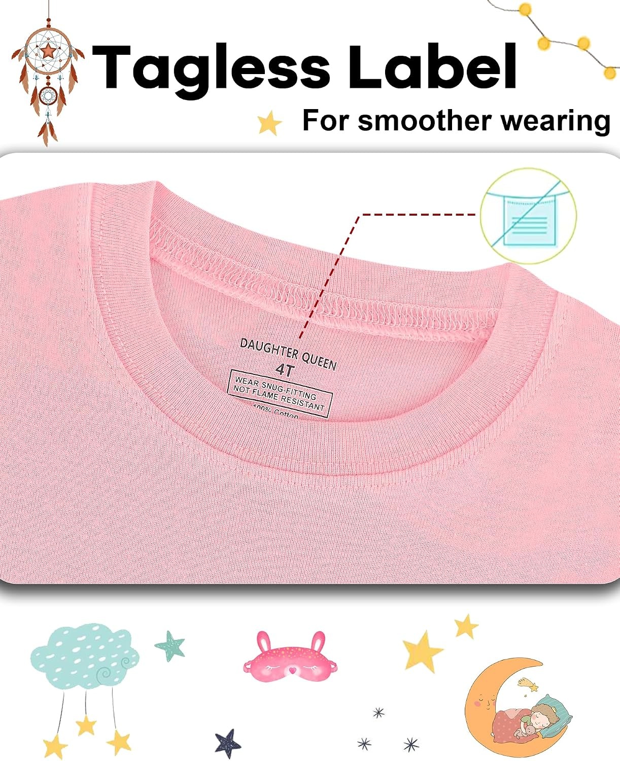 image:imageDAUGHTER QUEEN Boys amp Girls 100 Cotton Halloween amp Christmas PJS 18M12Y Soft Breathable Comfortable Tagless Snug Fit Festive Great for Gift Giving2pcspinksolidlga25