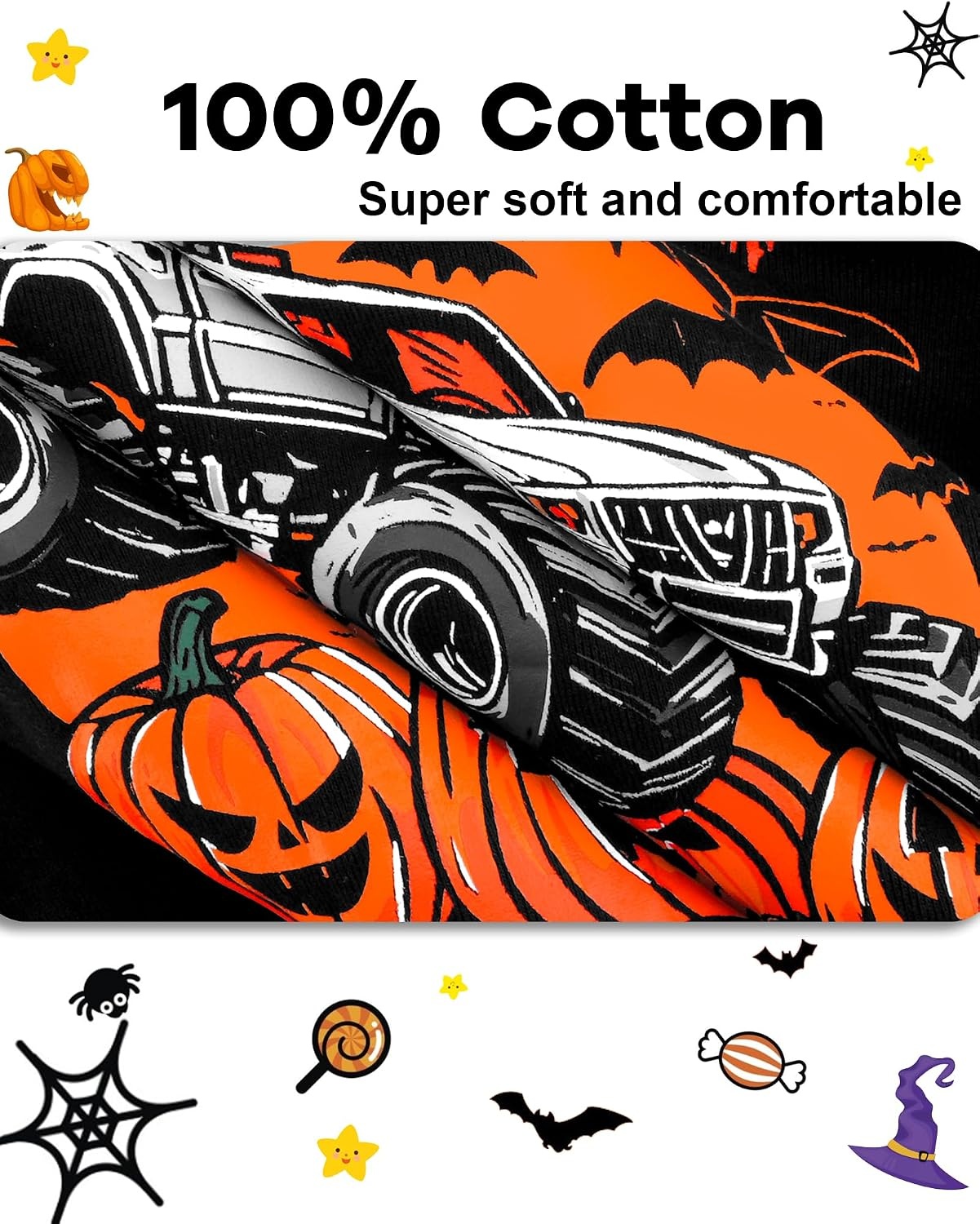image:imageDAUGHTER QUEEN Boys amp Girls 100 Cotton Halloween amp Christmas PJS 18M12Y Soft Breathable Comfortable Tagless Snug Fit Festive Great for Gift Giving2pcsblackmonster Truckhba25