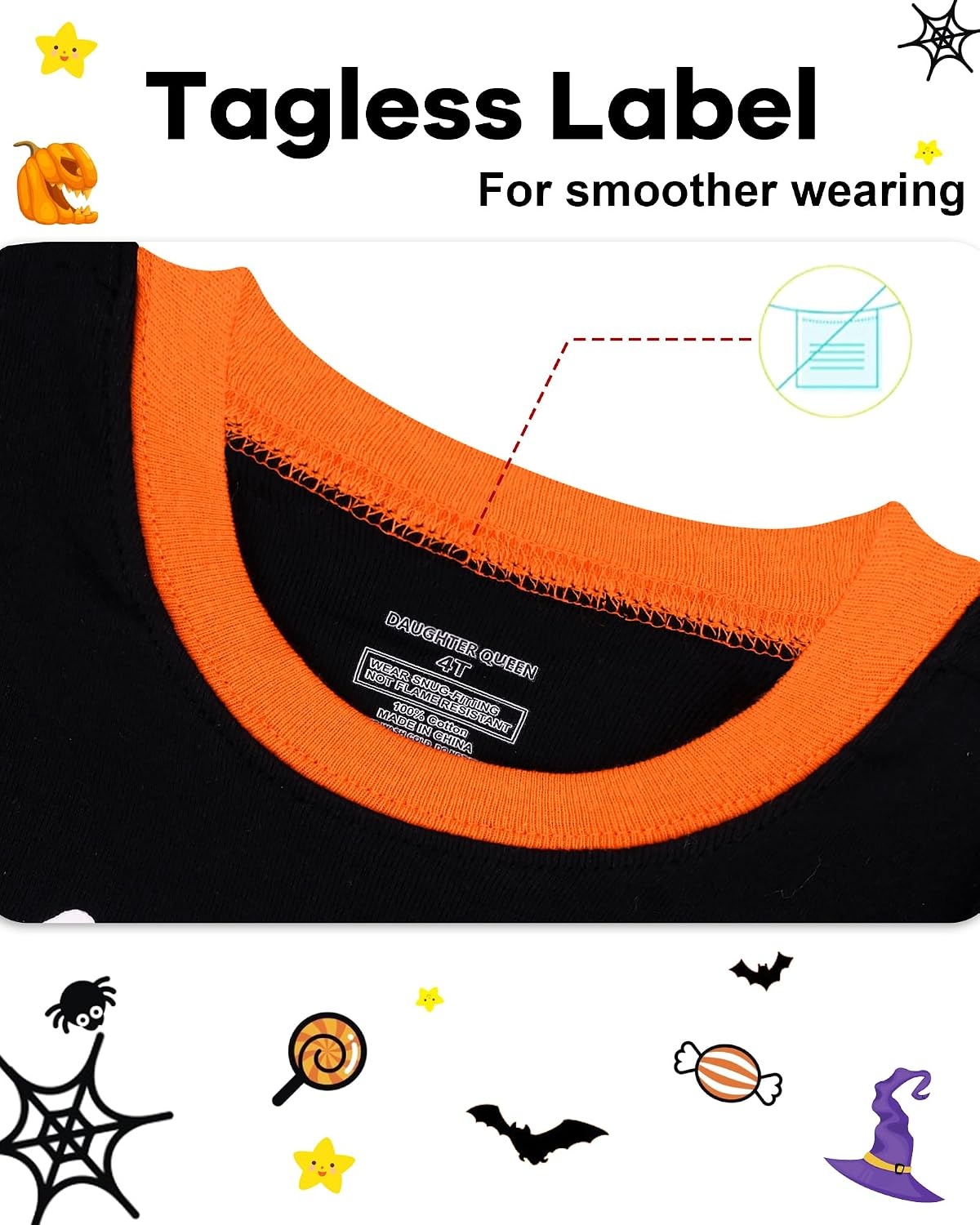 image:imageDAUGHTER QUEEN Boys amp Girls 100 Cotton Halloween amp Christmas PJS 18M12Y Soft Breathable Comfortable Tagless Snug Fit Festive Great for Gift Giving2pcsblackGlow in Darkskeletonhba24