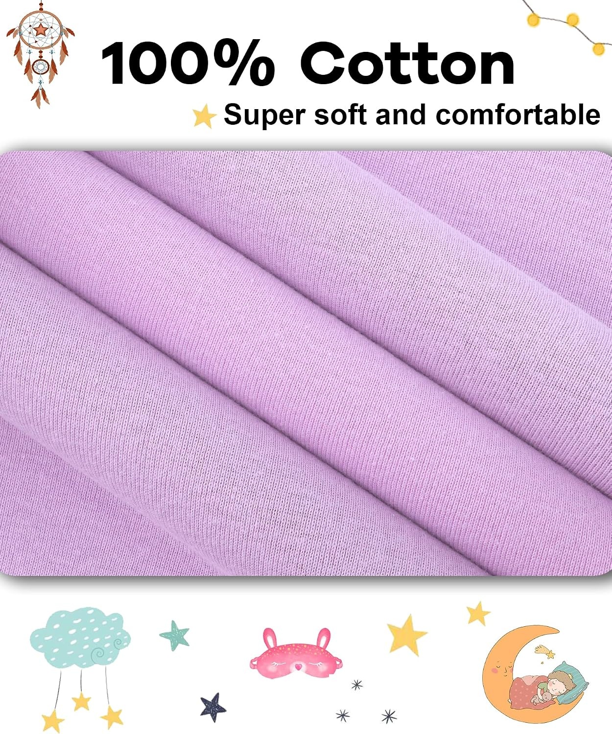image:imageDAUGHTER QUEEN Boys amp Girls 100 Cotton Halloween amp Christmas PJS 18M12Y Soft Breathable Comfortable Tagless Snug Fit Festive Great for Gift Giving2pcslight Purplesolidlga26