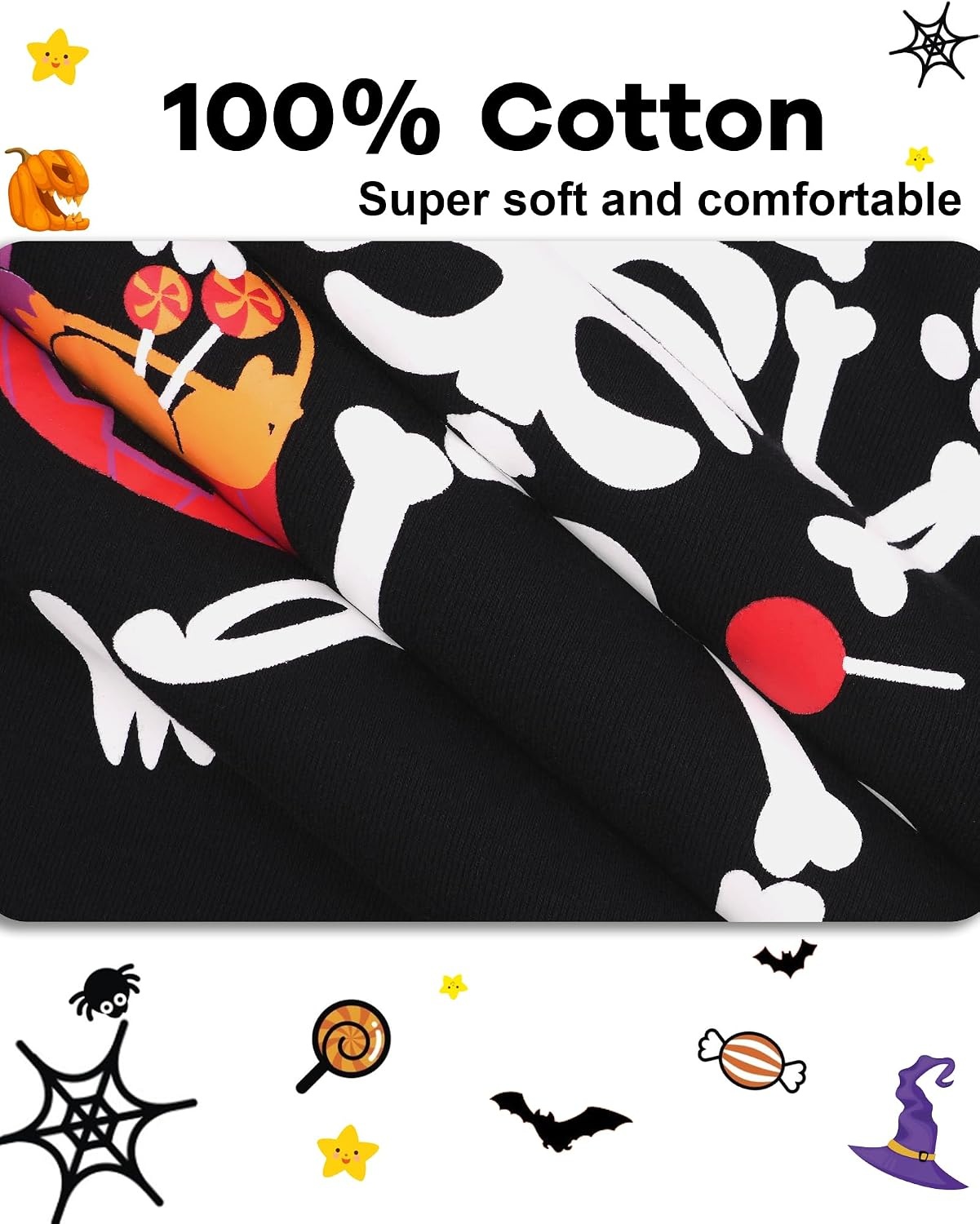 image:imageDAUGHTER QUEEN Boys amp Girls 100 Cotton Halloween amp Christmas PJS 18M12Y Soft Breathable Comfortable Tagless Snug Fit Festive Great for Gift Giving2pcsblackGlow in Darkskeletonhba24