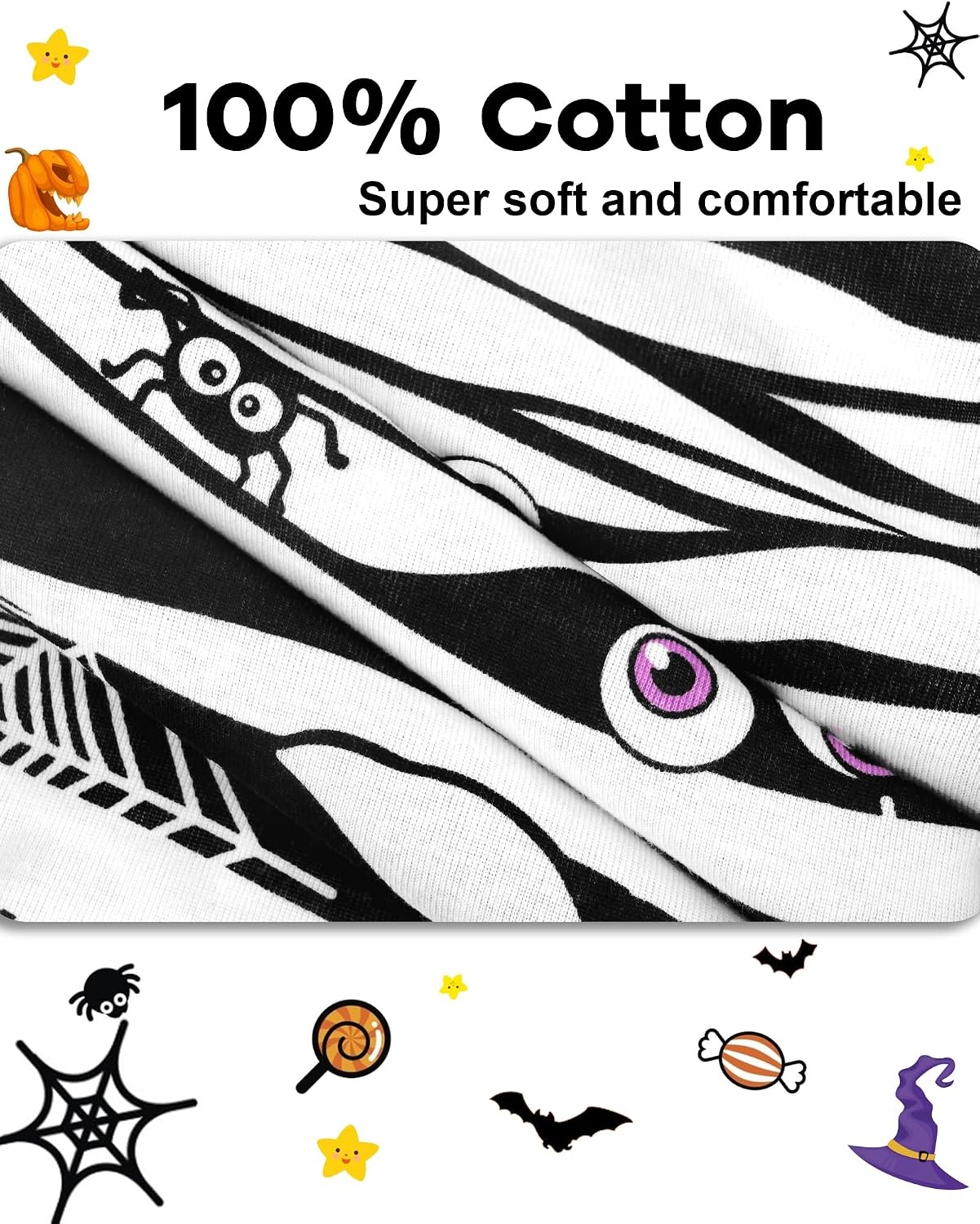 image:imageDAUGHTER QUEEN Boys amp Girls 100 Cotton Halloween amp Christmas PJS 18M12Y Soft Breathable Comfortable Tagless Snug Fit Festive Great for Gift Giving2pcsblackWhitemummyhba24