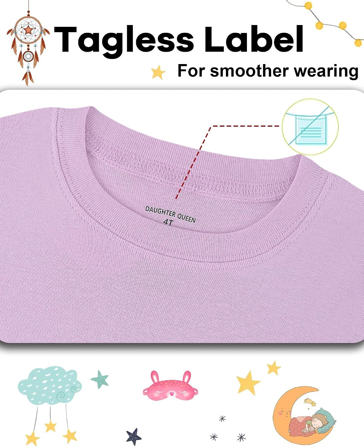 image:imageDAUGHTER QUEEN Boys amp Girls 100 Cotton Halloween amp Christmas PJS 18M12Y Soft Breathable Comfortable Tagless Snug Fit Festive Great for Gift Giving2pcslight Purplesolidlga26