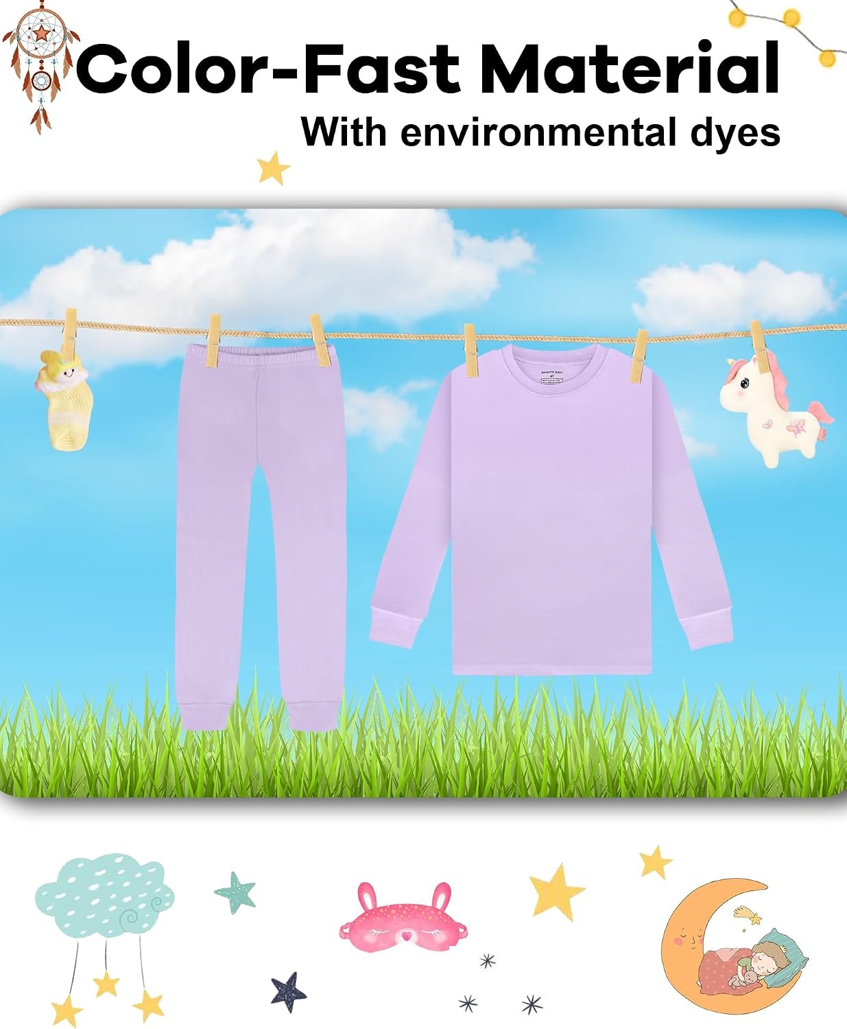 image:imageDAUGHTER QUEEN Boys amp Girls 100 Cotton Halloween amp Christmas PJS 18M12Y Soft Breathable Comfortable Tagless Snug Fit Festive Great for Gift Giving2pcspurplesolidlga25