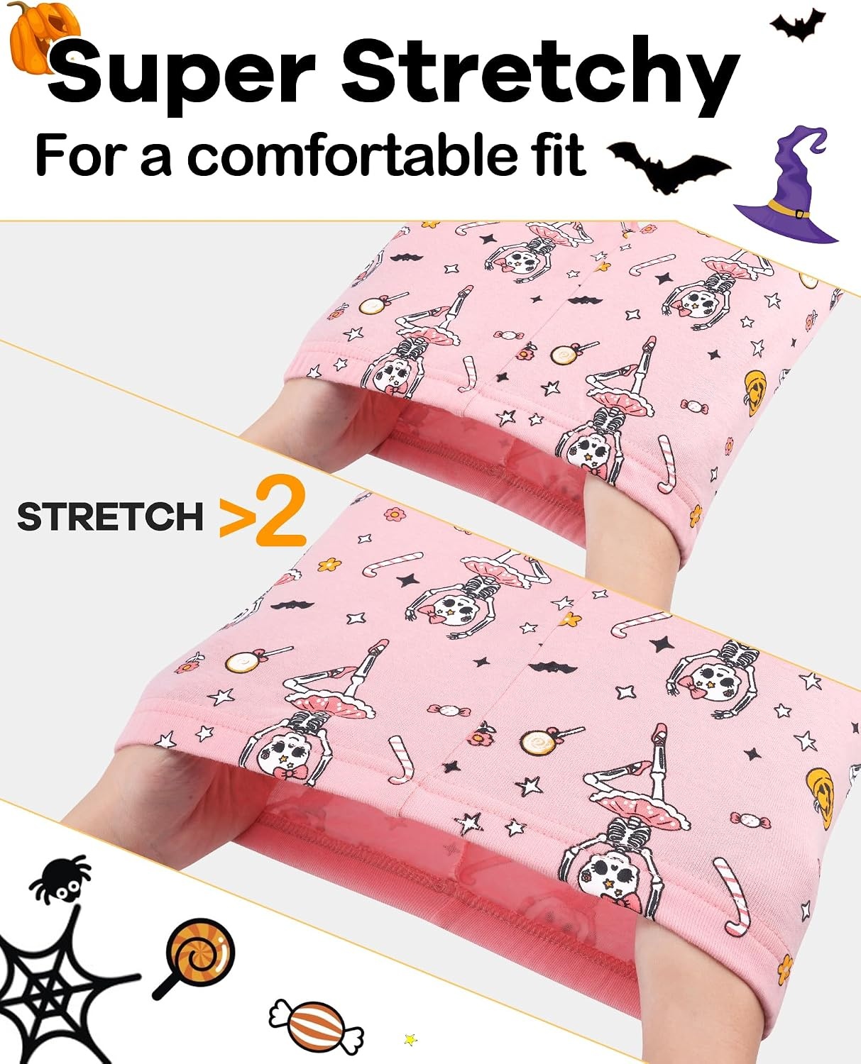 image:imageDAUGHTER QUEEN Boys amp Girls 100 Cotton Halloween amp Christmas PJS 18M12Y Soft Breathable Comfortable Tagless Snug Fit Festive Great for Gift Giving2pcspinkskeletonhga26