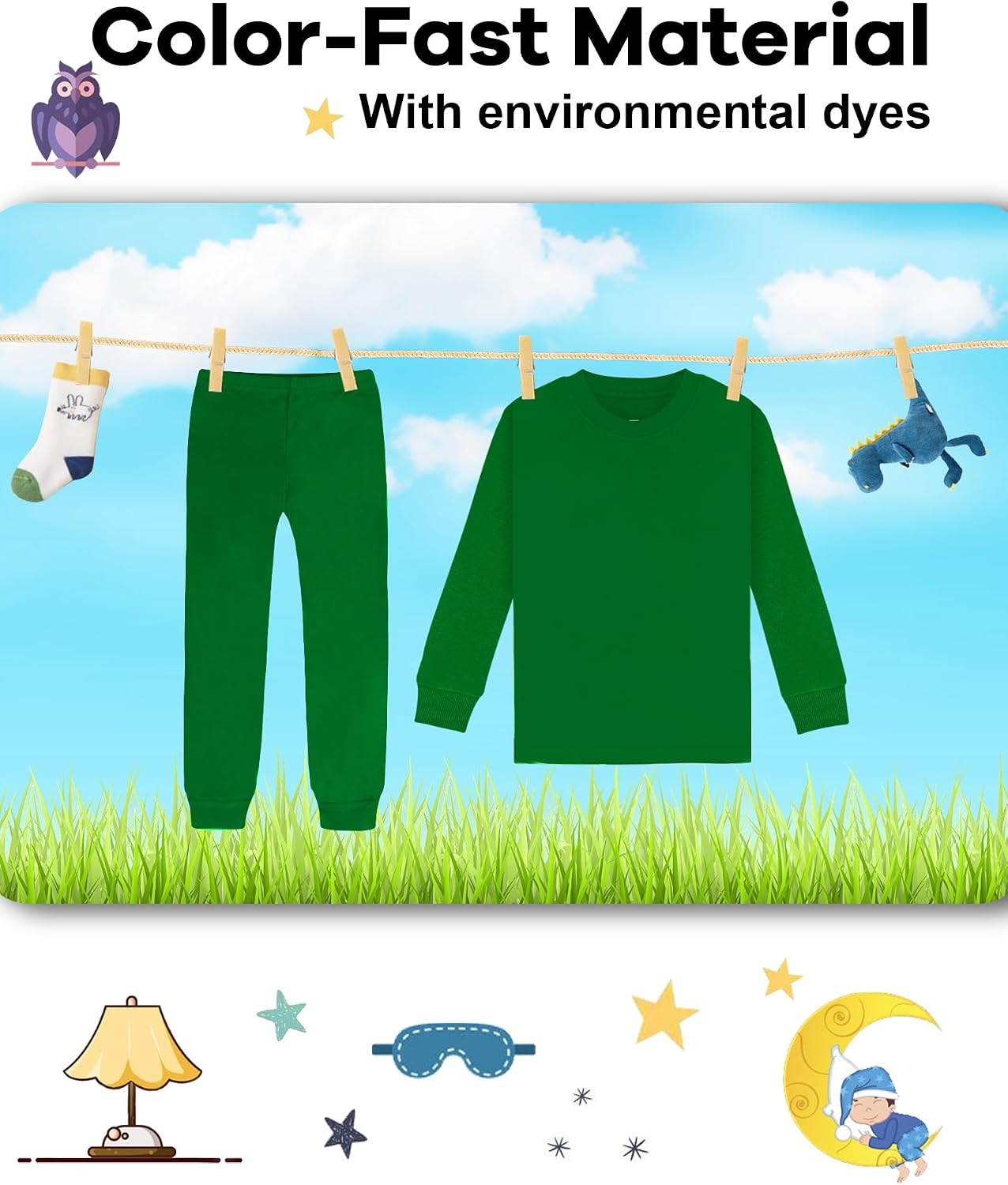 image:imageDAUGHTER QUEEN Boys amp Girls 100 Cotton Halloween amp Christmas PJS 18M12Y Soft Breathable Comfortable Tagless Snug Fit Festive Great for Gift Giving2pcsgreensolidlba25