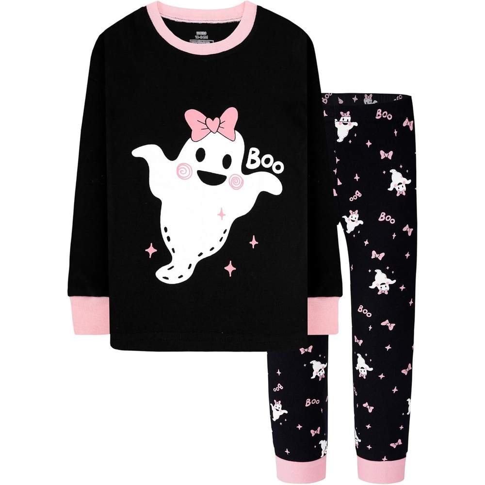 image:imageDAUGHTER QUEEN Boys amp Girls 100 Cotton Halloween amp Christmas PJS 18M12Y Soft Breathable Comfortable Tagless Snug Fit Festive Great for Gift Giving2pcsblackPinkghosthga24