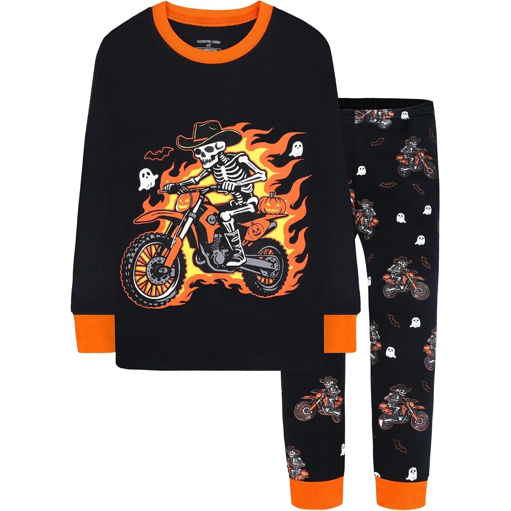 image:imageDAUGHTER QUEEN Boys amp Girls 100 Cotton Halloween amp Christmas PJS 18M12Y Soft Breathable Comfortable Tagless Snug Fit Festive Great for Gift Giving2pcsblackskeletonhba26
