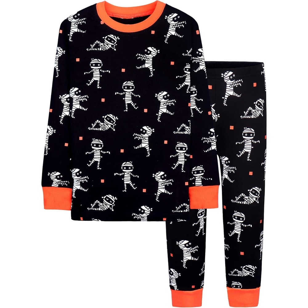 image:imageDAUGHTER QUEEN Boys amp Girls 100 Cotton Halloween amp Christmas PJS 18M12Y  Soft Breathable Comfortable Tagless Snug Fit Festive Great for Gift GivingMummyBlackOrange