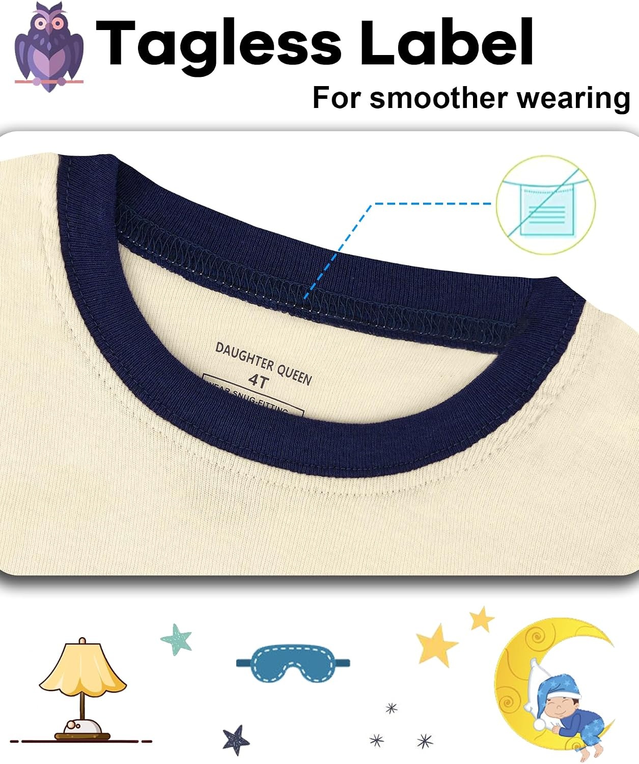 image:imageDAUGHTER QUEEN Boys Pajamas 4 Pieces Long Set 100 Cotton Sleepwear Size 18 Months12 Years4pcsbeigefootballlba24