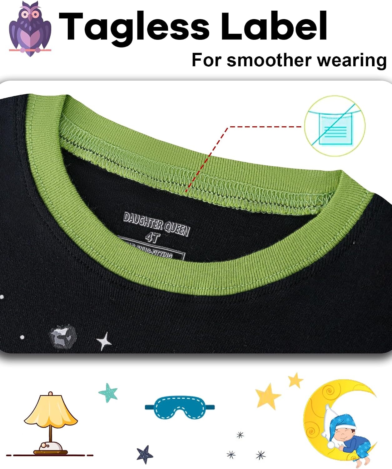 image:imageDAUGHTER QUEEN Boys Pajamas 4 Pieces Long Set 100 Cotton Sleepwear Size 18 Months12 Years4pcsblackBeigegarbage Trucklba26