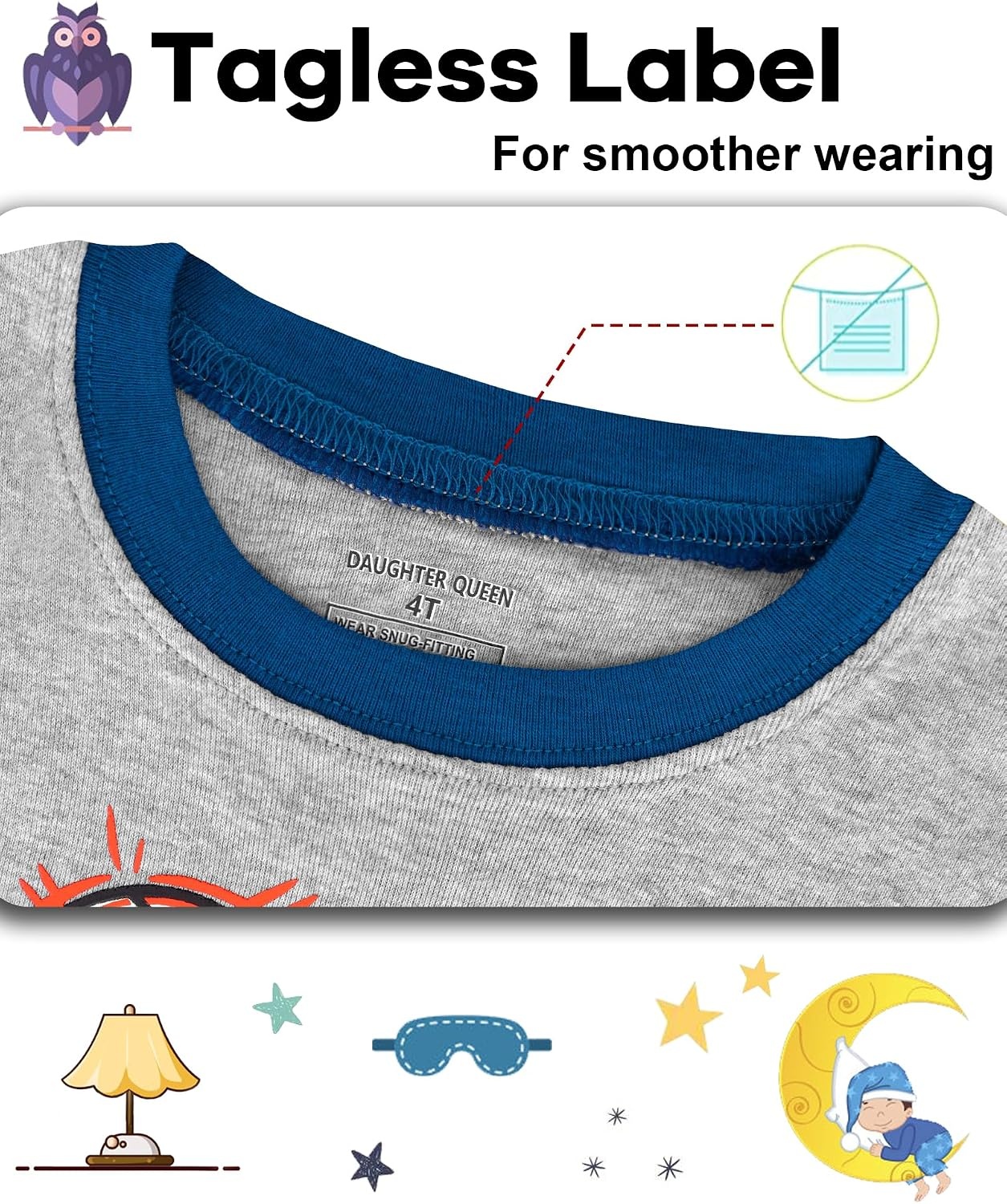image:imageDAUGHTER QUEEN Boys Pajamas 4 Pieces Long Set 100 Cotton Sleepwear Size 18 Months12 Years4pcsblueGraybasketballlba25