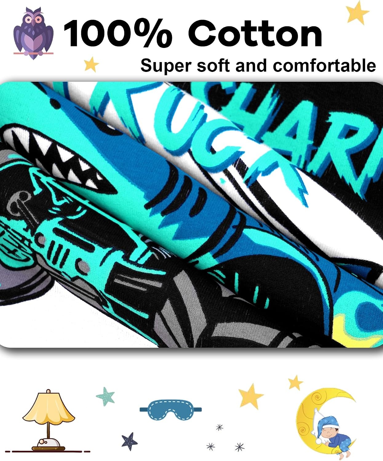 image:imageDAUGHTER QUEEN Boys Pajamas 4 Pieces Long Set 100 Cotton Sleepwear Size 18 Months12 Years4pcsblueNavymonster Trucklba25