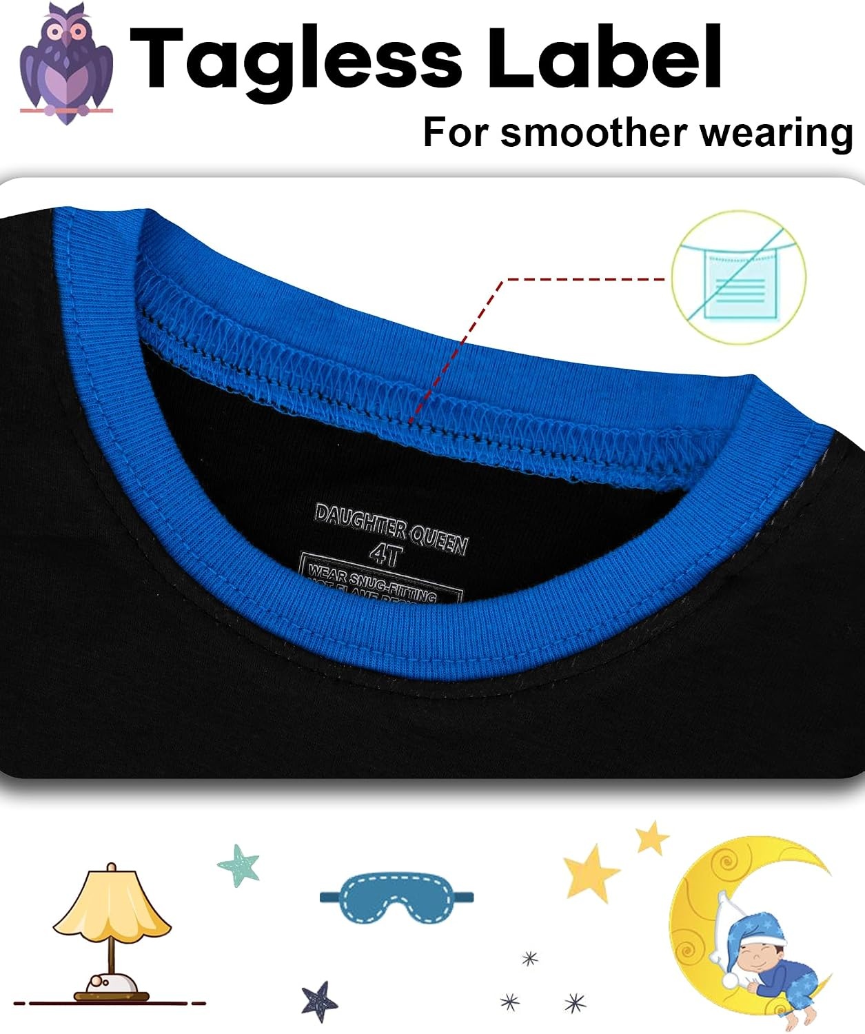 image:imageDAUGHTER QUEEN Boys Pajamas 4 Pieces Long Set 100 Cotton Sleepwear Size 18 Months12 Years4pcsblueNavymonster Trucklba25