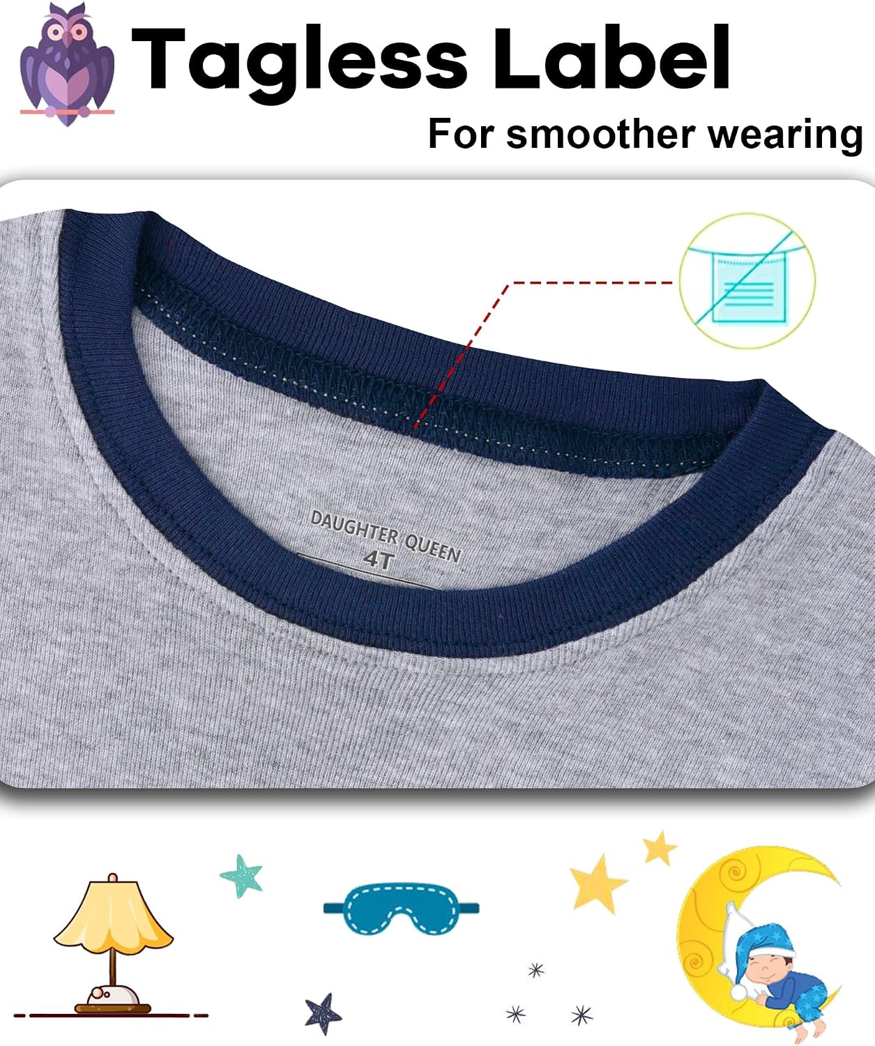 image:imageDAUGHTER QUEEN Boys Pajamas 4 Pieces Long Set 100 Cotton Sleepwear Size 18 Months12 Years4pcsgreyBlackmonster Trucklba26