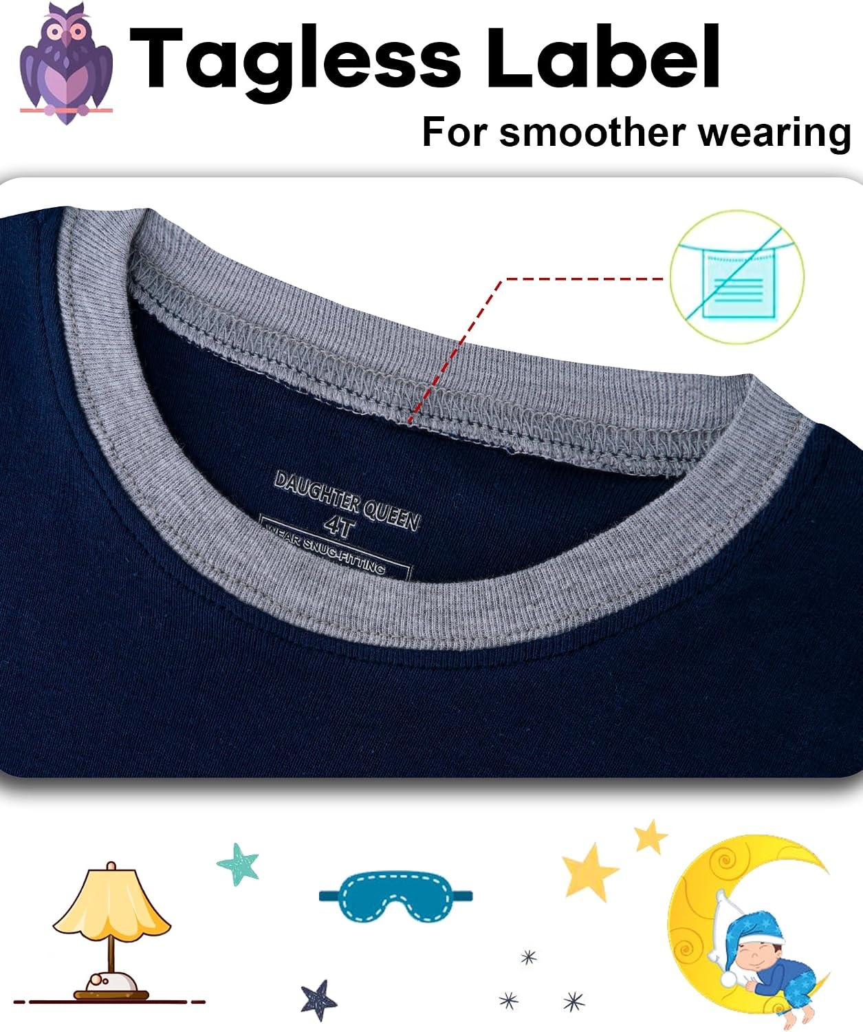 image:imageDAUGHTER QUEEN Boys Pajamas 4 Pieces Long Set 100 Cotton Sleepwear Size 18 Months12 Years4pcsnavyBeigeconstructionlba26