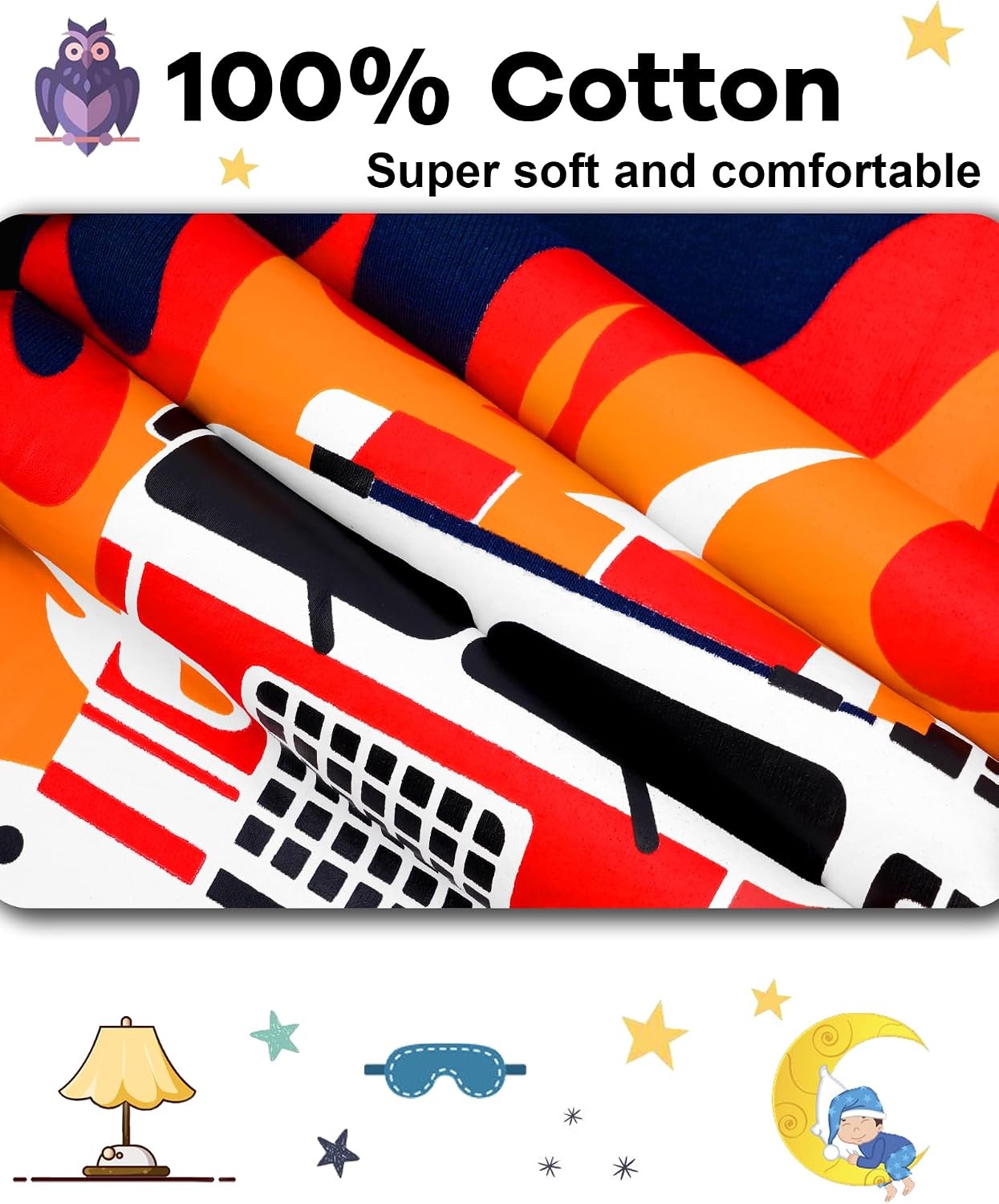image:imageDAUGHTER QUEEN Boys Pajamas 4 Pieces Long Set 100 Cotton Sleepwear Size 18 Months12 Years4pcsnavyGrayfire Trucklba25