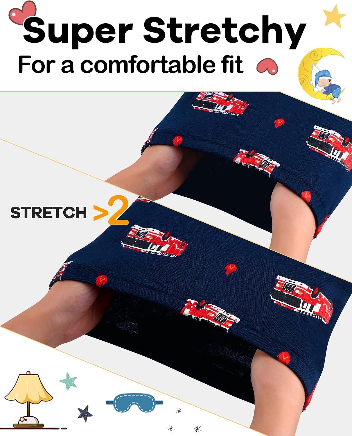 image:imageDAUGHTER QUEEN Boys Pajamas 4 Pieces Long Set 100 Cotton Sleepwear Size 18 Months12 Years4pcsnavyGrayfire Trucklba25