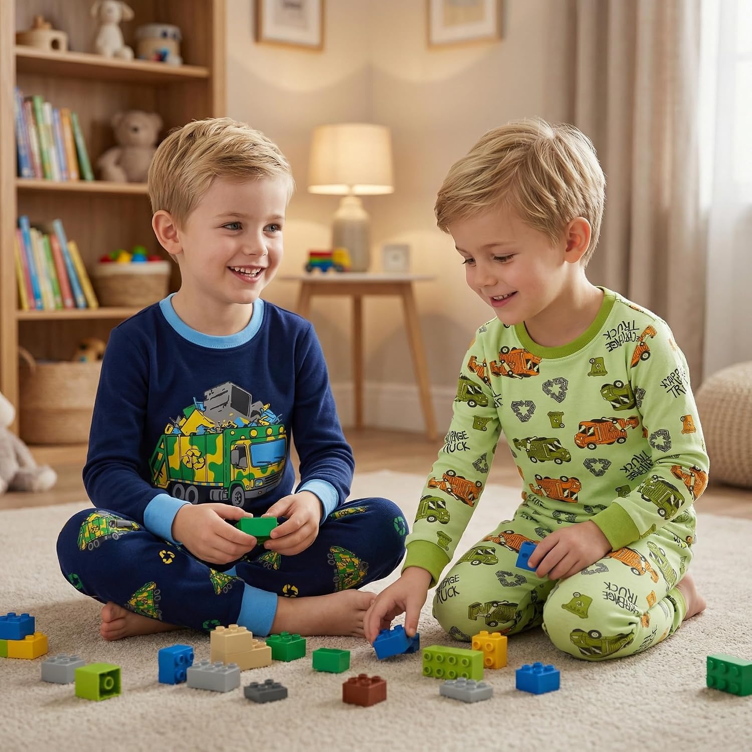 image:imageDAUGHTER QUEEN Boys Pajamas 4 Pieces Long Set 100 Cotton Sleepwear Size 18 Months12 Years4pcsnavyspacelba25