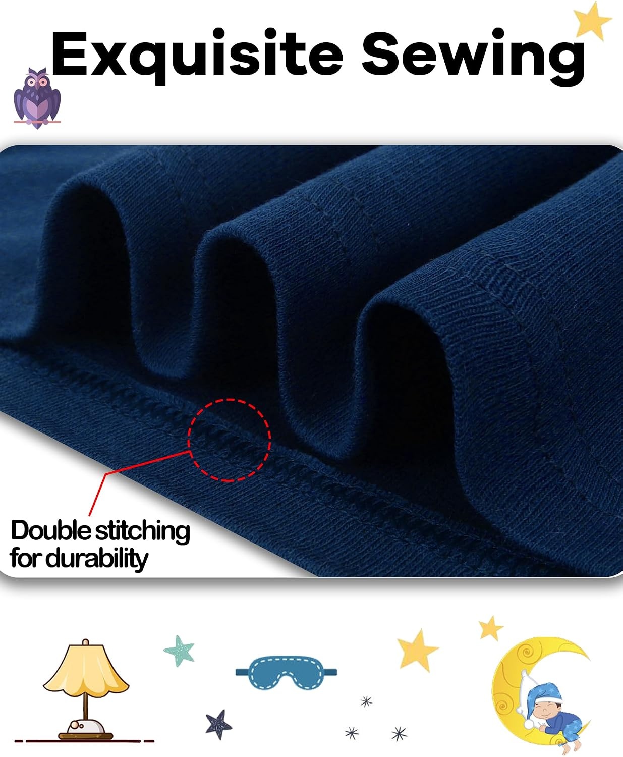 image:imageDAUGHTER QUEEN Boys Pajamas 4 Pieces Long Set 100 Cotton Sleepwear Size 18 Months12 Years4pcsnavyspacelba25