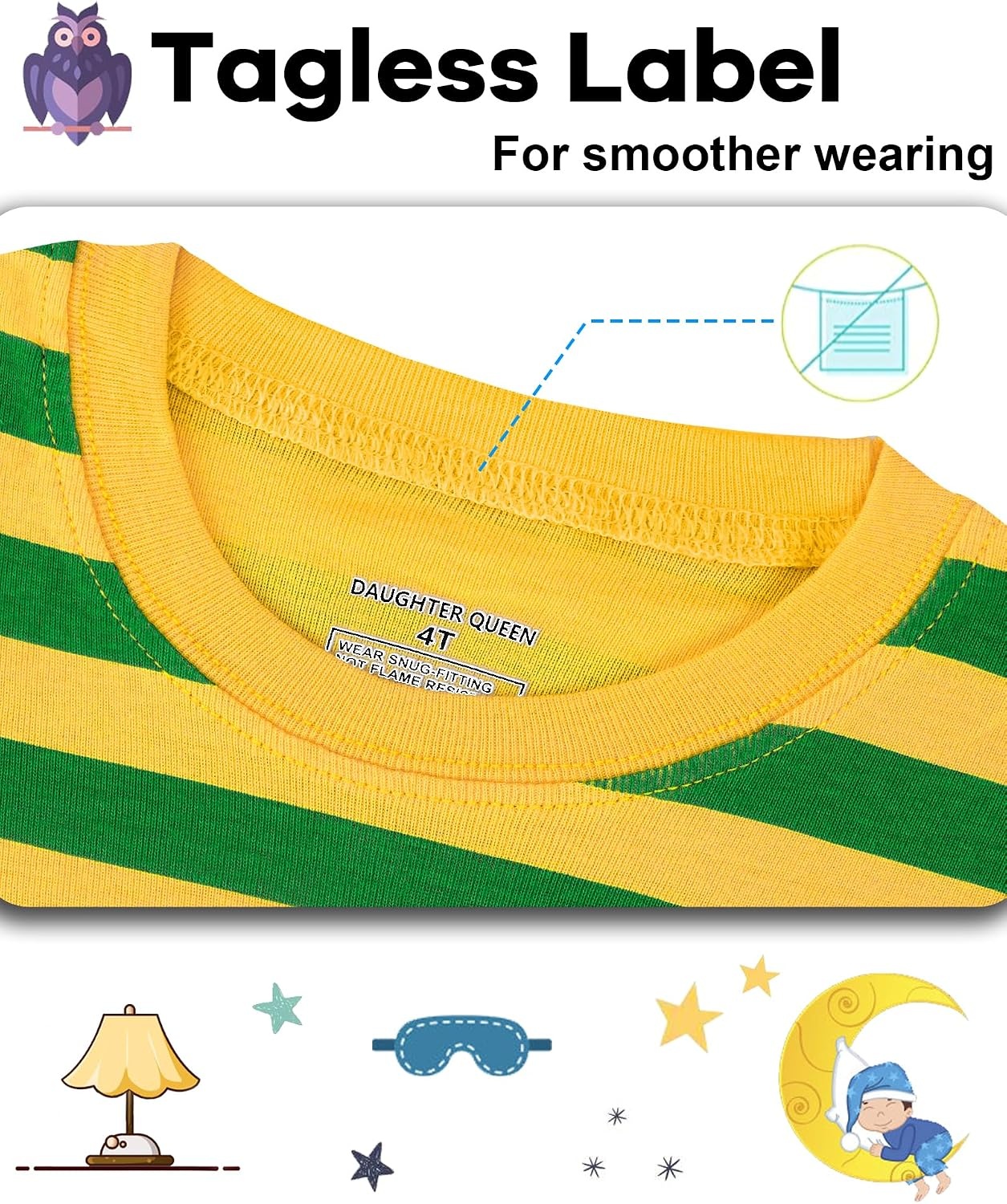 image:imageDAUGHTER QUEEN Boys Pajamas 4 Pieces Long Set 100 Cotton Sleepwear Size 18 Months12 Years4pcsstripedlba24