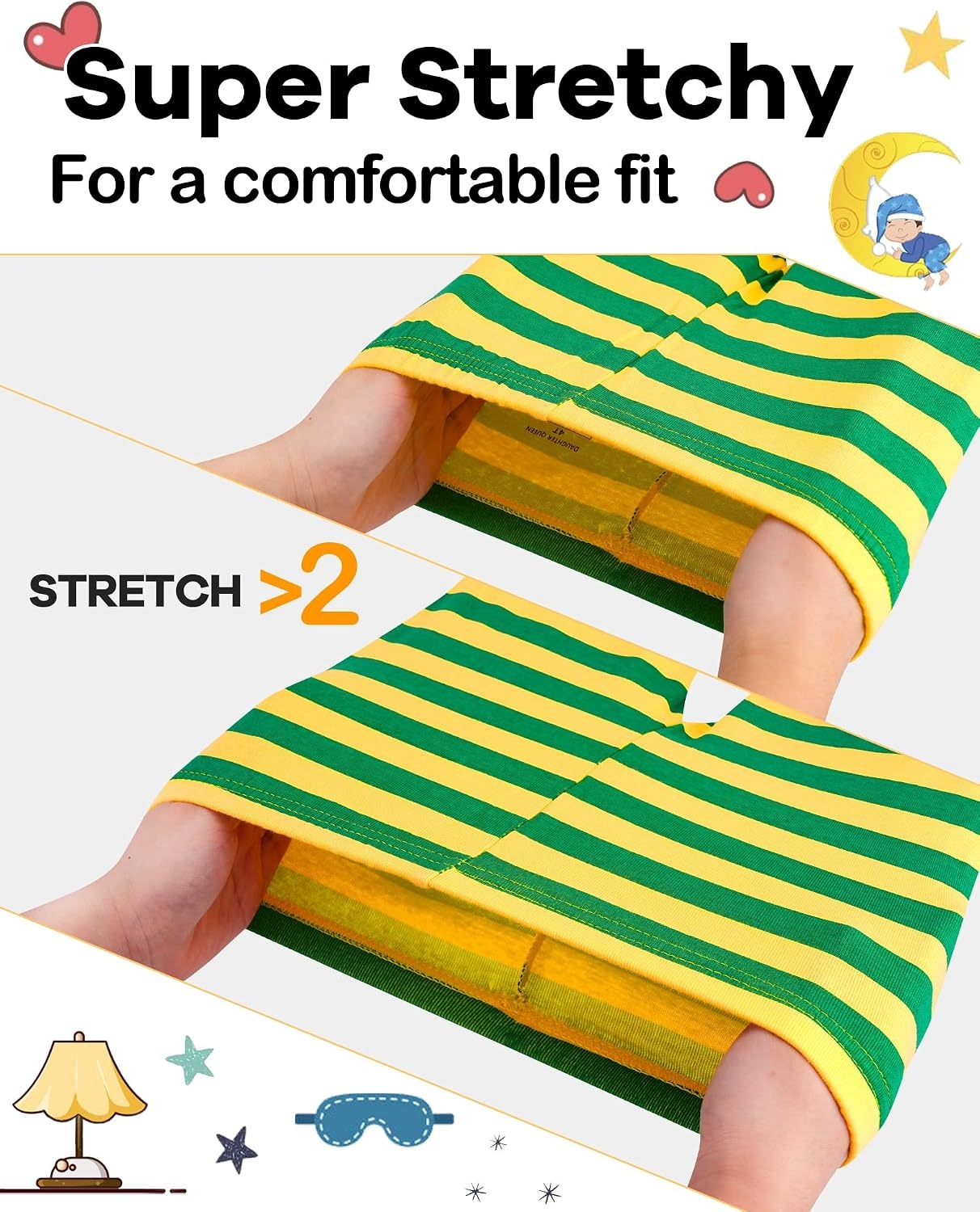 image:imageDAUGHTER QUEEN Boys Pajamas 4 Pieces Long Set 100 Cotton Sleepwear Size 18 Months12 Years4pcsstripedlba24