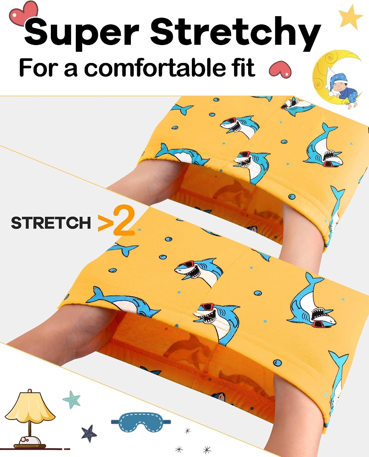 image:imageDAUGHTER QUEEN Boys Pajamas 4 Pieces Long Set 100 Cotton Sleepwear Size 18 Months12 Years4pcsyellowColorfulsharklba25