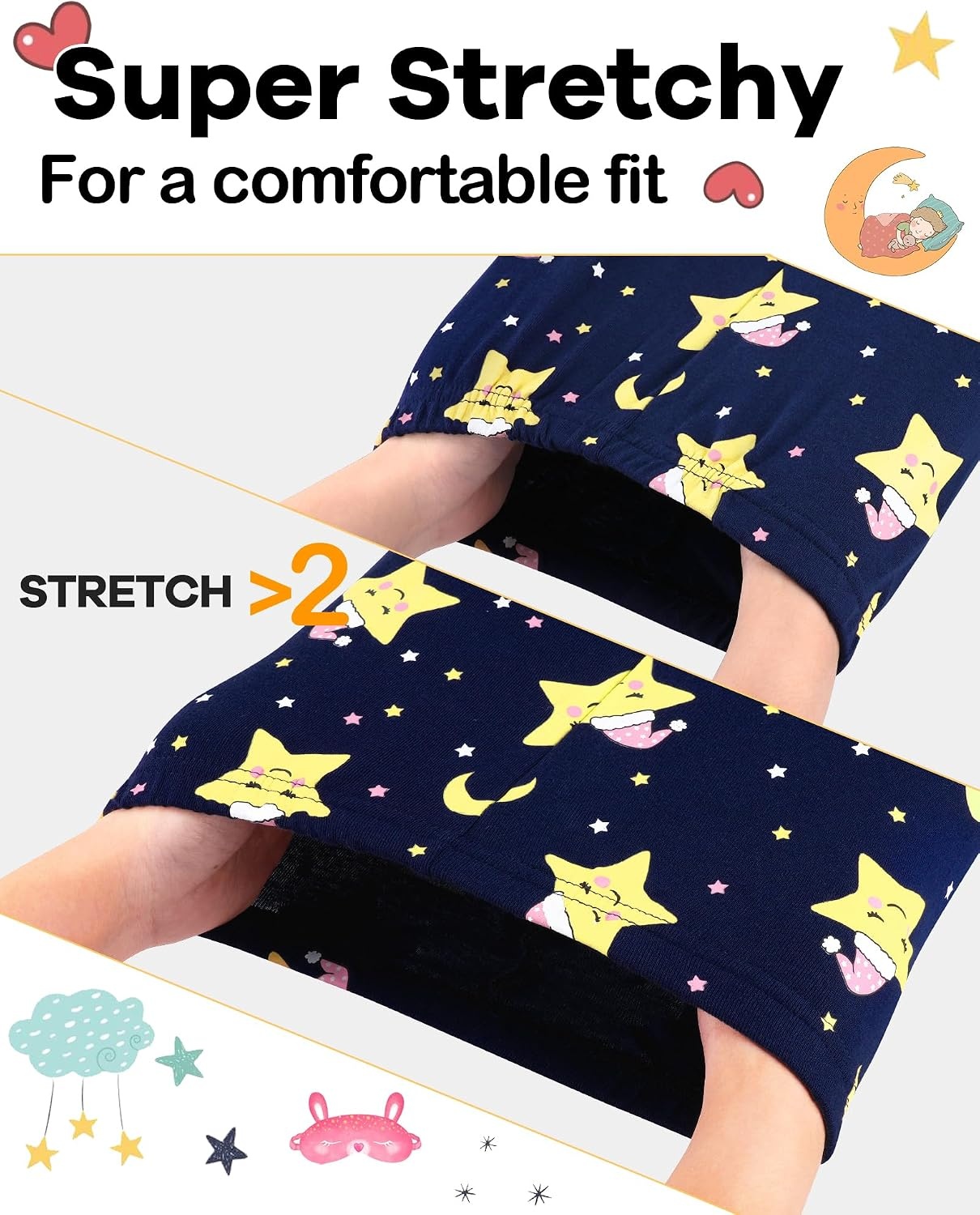 image:imageDAUGHTER QUEEN Girls 4 Pieces Cotton Pajamas Size 18 Months12 Years4pcsblueBeigestarlga26